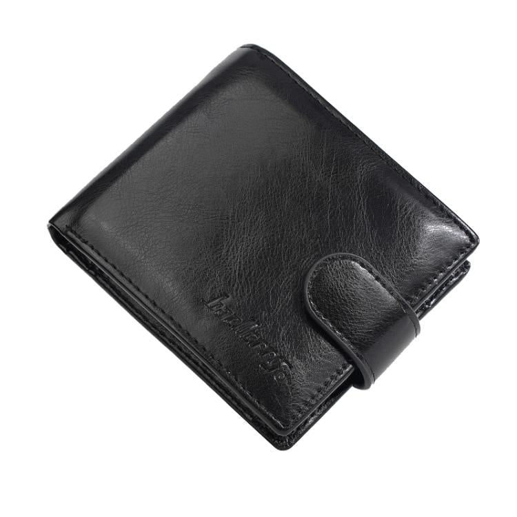 Baellerry D3065 Men Three Fold Short Style Zipper Wallet Snap Closure Multi Card Slot Billfold(Black)