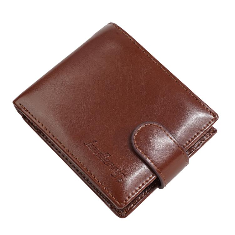 Baellerry D3065 Men Three Fold Short Style Zipper Wallet Snap Closure Multi Card Slot Billfold(Brown)