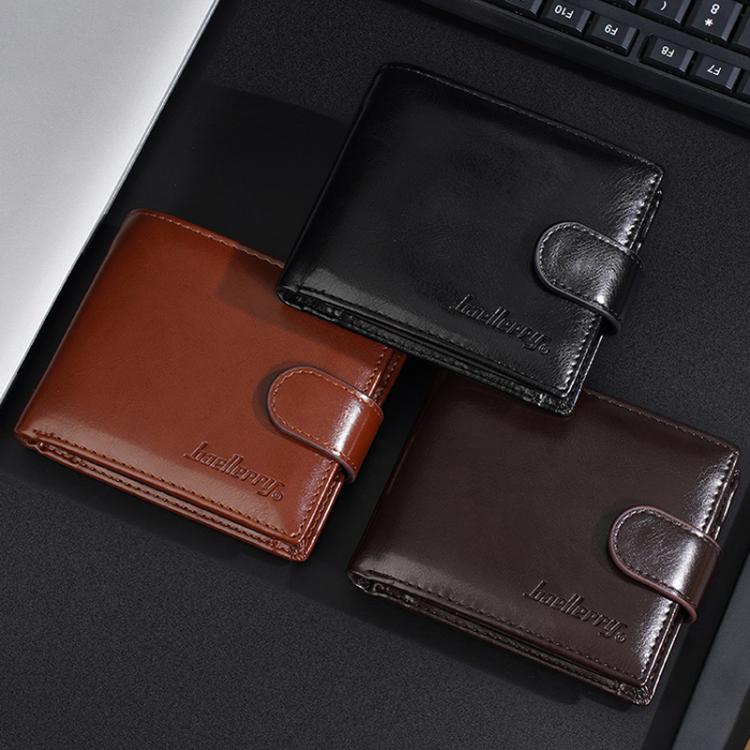 Baellerry D3065 Men Three Fold Short Style Zipper Wallet Snap Closure Multi Card Slot Billfold(Coffee)