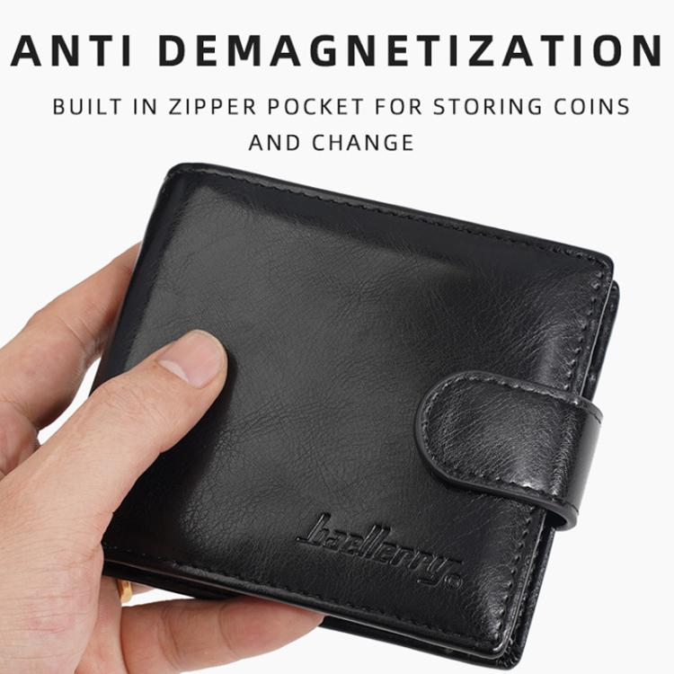 Baellerry D3065 Men Three Fold Short Style Zipper Wallet Snap Closure Multi Card Slot Billfold(Brown)