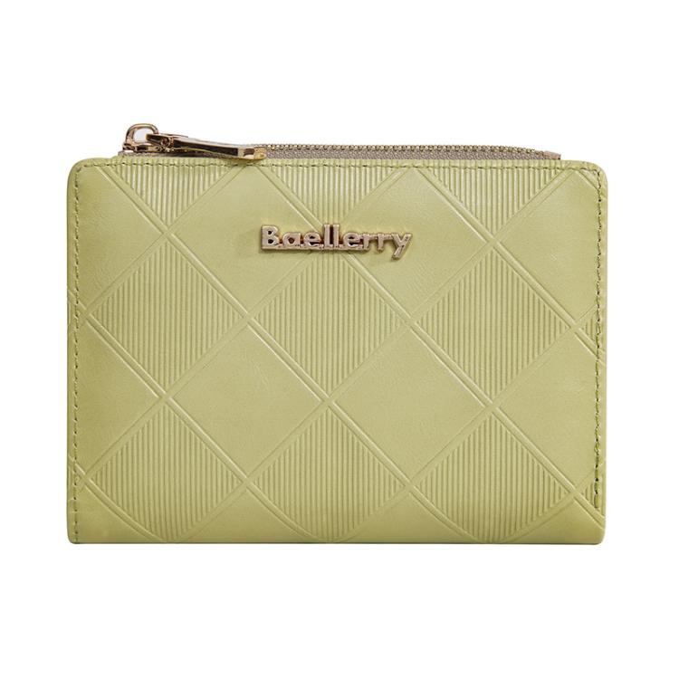 Baellerry N5115 Women Two Fold Wallet Quilted Zipper Billfold(Green)