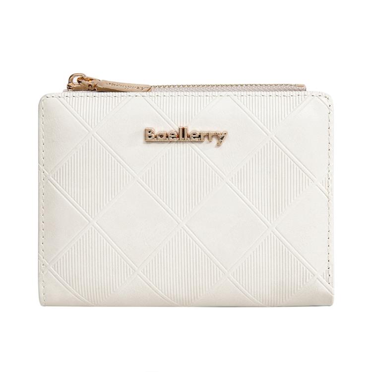 Baellerry N5115 Women Two Fold Wallet Quilted Zipper Billfold(Beige)