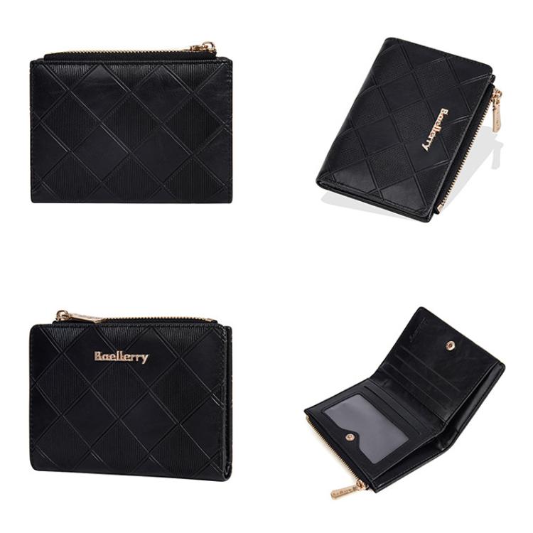 Baellerry N5115 Women Two Fold Wallet Quilted Zipper Billfold(Beige)