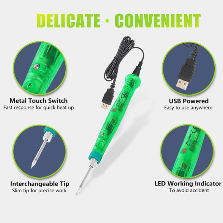 ProsKit SI-169U 3D Printing Repair Soldering Iron Set Mini Portable USB Soldering Iron Pen(Green)