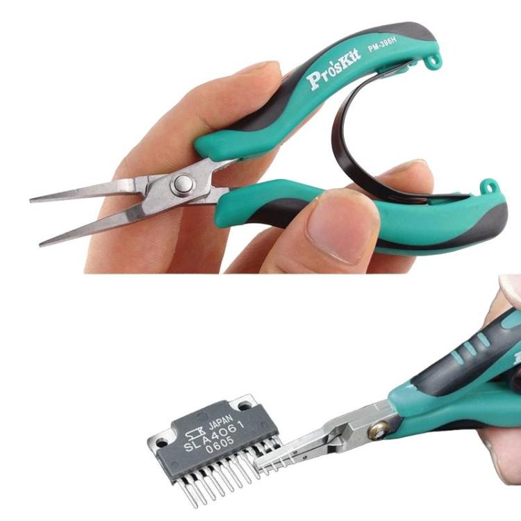 ProsKit PM-396H Stainless Steel Non-Toothed Flat-Nose Pliers Precision Electronic Flat-Jaw Pliers(Green)