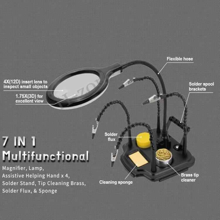 ProsKit SN-396 7 In 1 LED Magnifying Glass Repair Soldering Station Constant Temperature Soldering Iron Stand