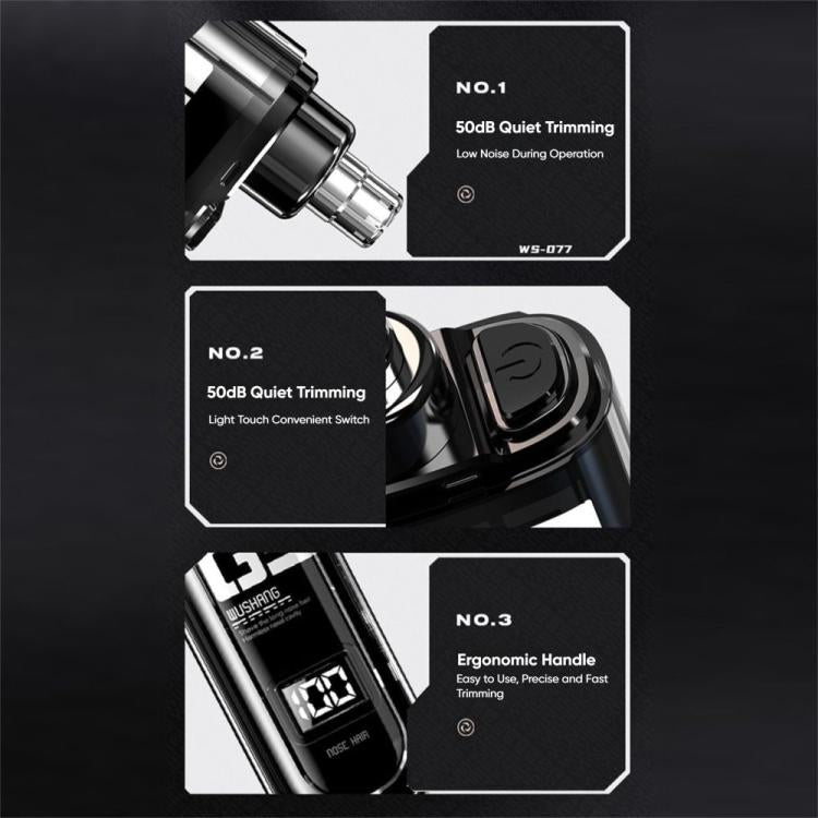 WUSHANG Rechargeable Nose Hair Trimmer USB-C Charging Gentle & Painless Nasal Grooming(Black)