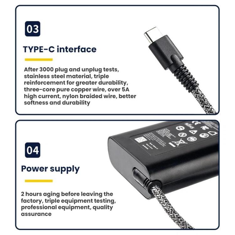 Type-C Super Fast Charge PD Charger For HP Laptops, 65W 20V-3.25A