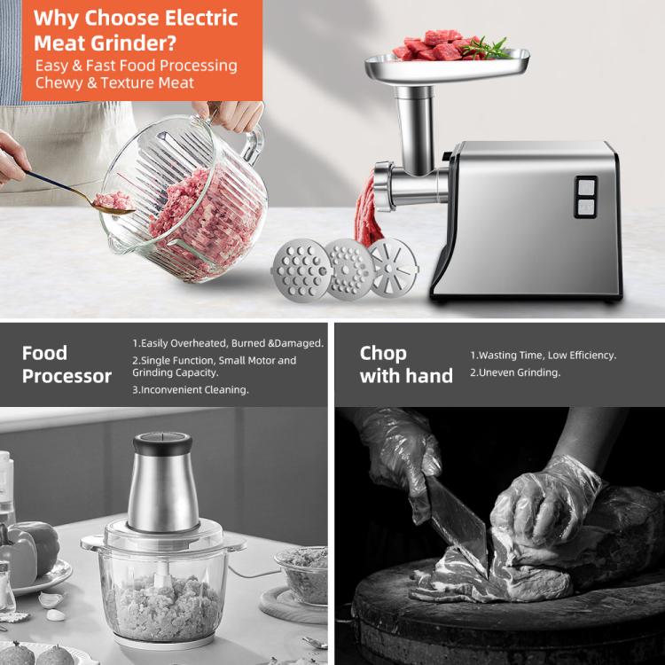Stainless Steel Electric Meat Grinder Sausage Stuffer Home Use Mincer Machine