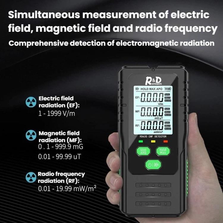R&D INSTRUMEMTS RD630 3 In 1 Electric Field Magnetic Field RF Detector Electromagnetic Radiation Tester, RD630