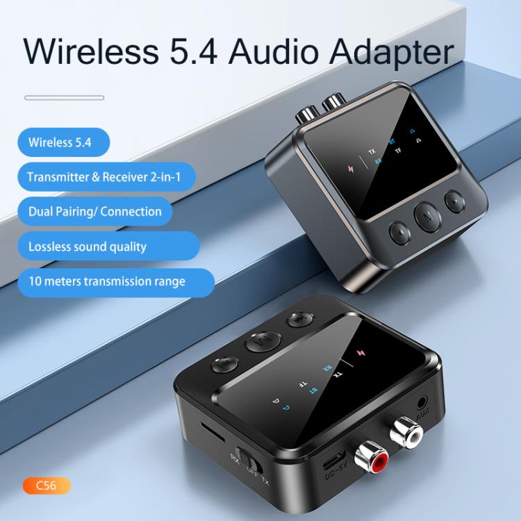 C56 Bluetooth 5.4 Audio Transmitter & Receiver with TF Card Playback