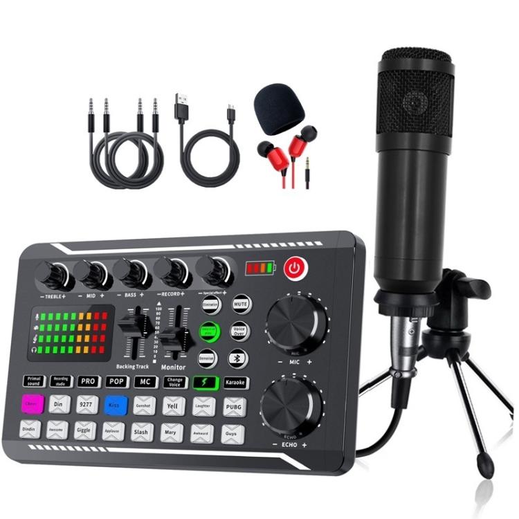 F998 Sound Card With BM800 Condenser Microphone Set Complete Karaoke And Broadcasting Kit, Tripod Gold, Tripod Black, Cantilever Gold, Cantilever Black, 240 Cantilever Black