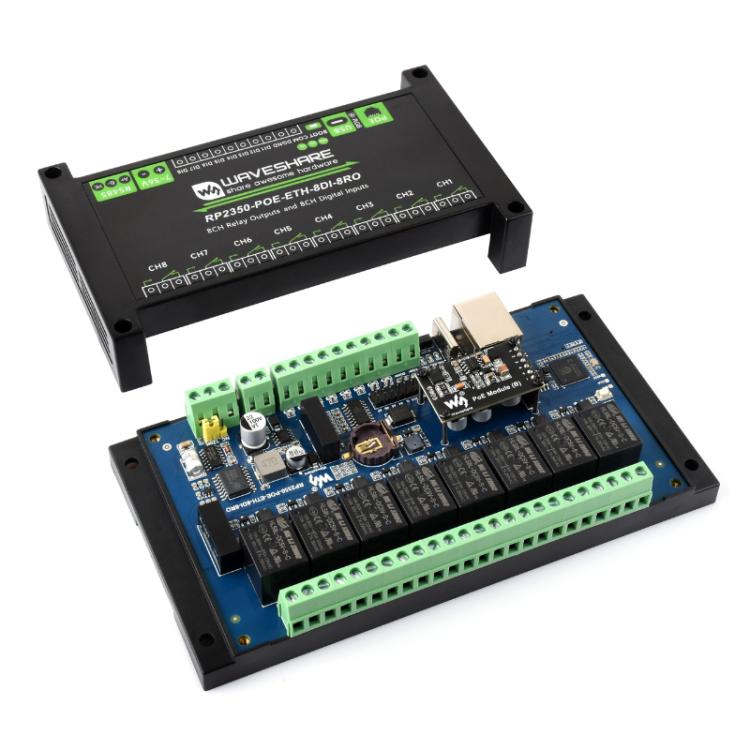 WAVESHARE RP2350 Industrial Control Board 8-Channel Network Relays Based On RP2350 Main Controller, 32451, 32452