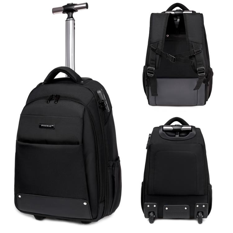 FUGUILAI Wheeled Backpack with Hideable Wheels & Straps, TSA Lock & 2-Stage Telescopic Handle Trolley Backpack for Business Travel, 8800A  Black, 8800A Deep Blue, 8800A Light Gray