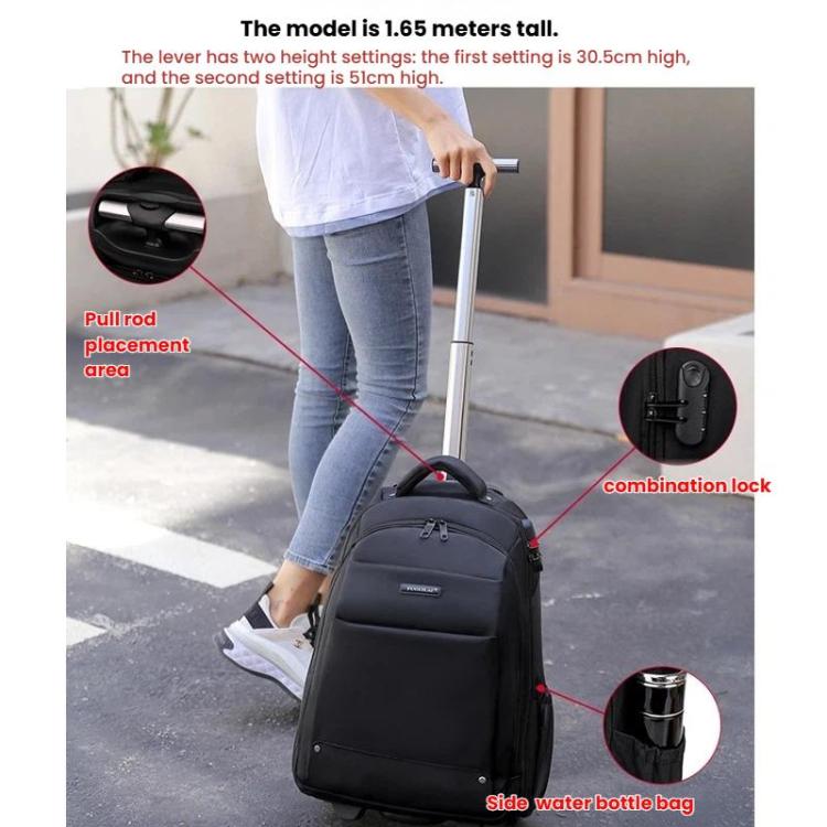 FUGUILAI Wheeled Backpack with Hideable Wheels & Straps, TSA Lock & 2-Stage Telescopic Handle Trolley Backpack for Business Travel, 8800A  Black, 8800A Deep Blue, 8800A Light Gray