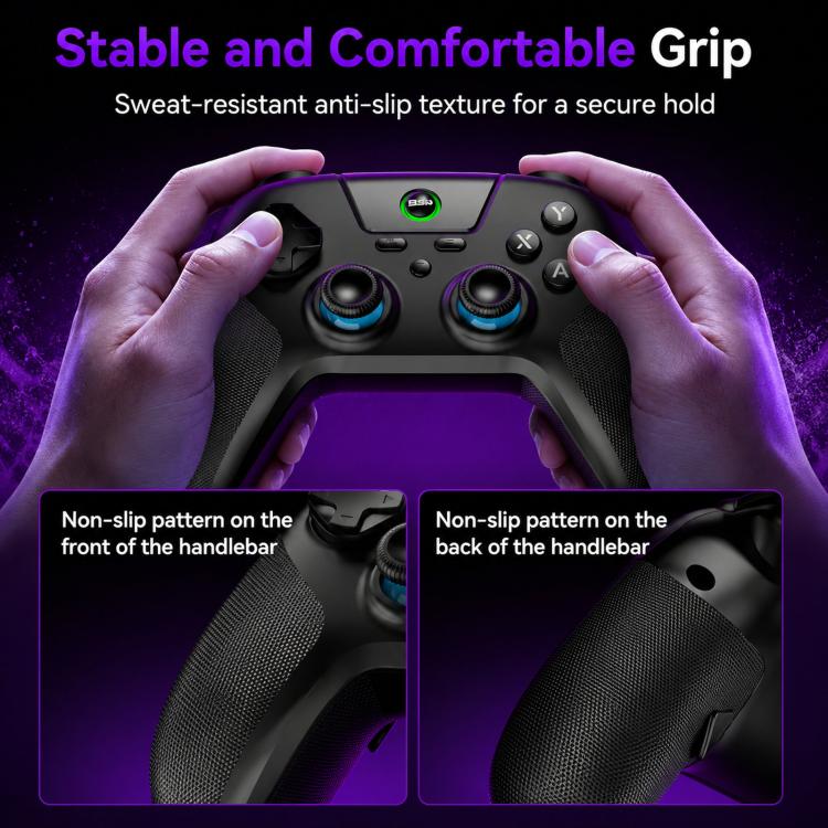 BSP G3 Tri-Mode Game Controller With Carbon Joysticks Macro Keys For PC / Switch / PS4 / iOS & Android, With Stand White, With Stand Black, With Stand Pink, With Stand Purple, With Receiver White, With Receiver Black, With Receiver Pink                ...