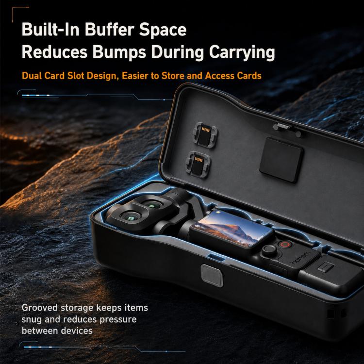 For DJI Osmo Pocket 4P Hard Shell Protective Storage Case Box With 3 Filter Slots, 2 SD Card Holders