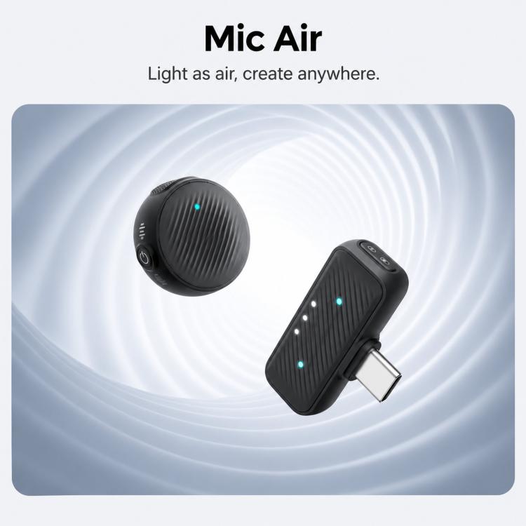 Insta360 Mic Air 2-in-1 Wireless Microphone – Transmitter + USB-C Receiver