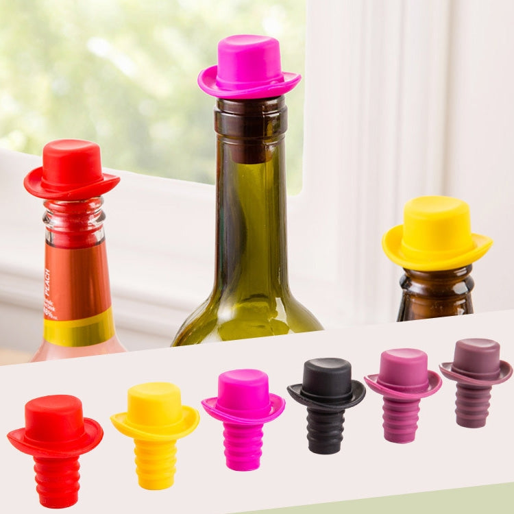 Silica Gel Top Hat Fresh Wine Corks Cruet Red Wine Stopper, 2 PCS Hat Shape(Brown), 2 PCS Hat Shape(Black), 2 PCS Hat Shape(Red Wine), 2 PCS Hat Shape(Yellow), 2 PCS Hat Shape(Red), 2 PCS Hat Shape(Rose Red)