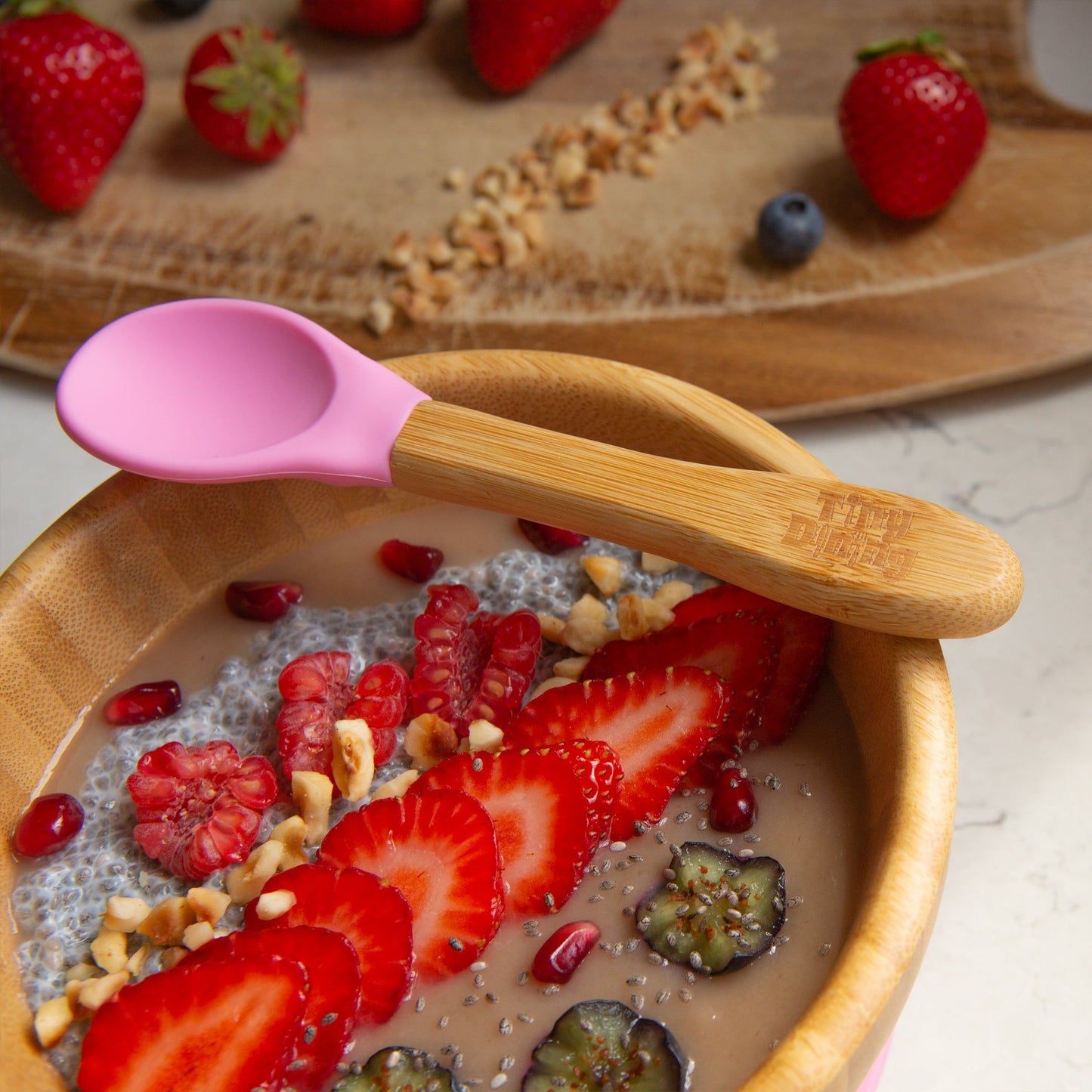 Soft Tip Bamboo Spoon - Silicone Tip