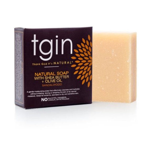 TGIN Natural Soap with Shea Butter, Olive Oil & Sandalwood - Hydrating & Gentle Cleansing for All Skin Types 113g