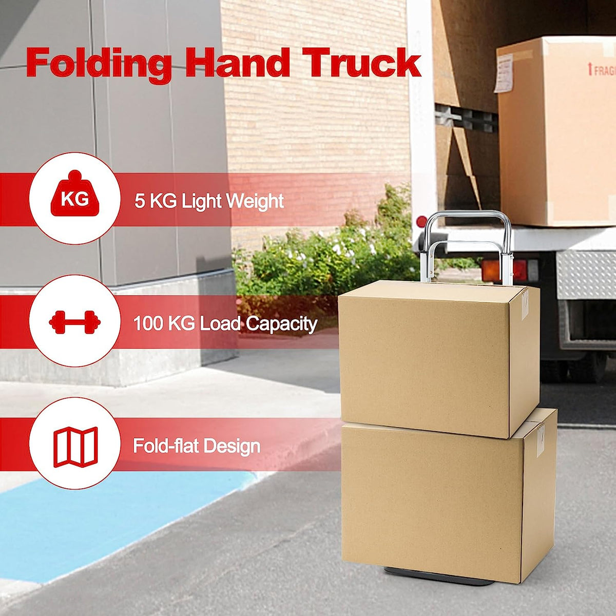 Aluminium Sack Truck Barrow with Adjustable Handle for Moving Shopping Travel
