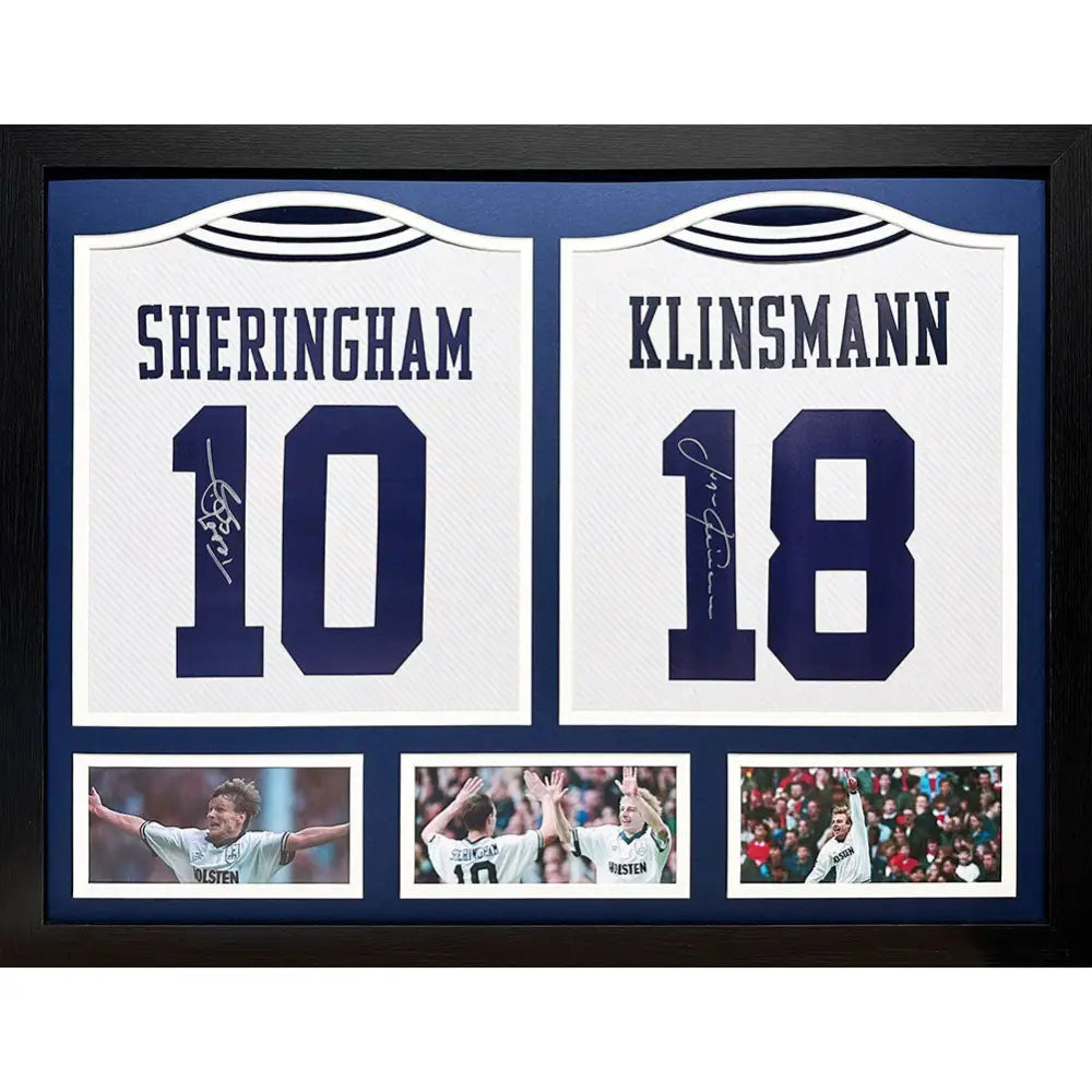 Tottenham Hotspur FC 1994 Klinsmann & Sheringham Signed Shirts (Dual Framed)