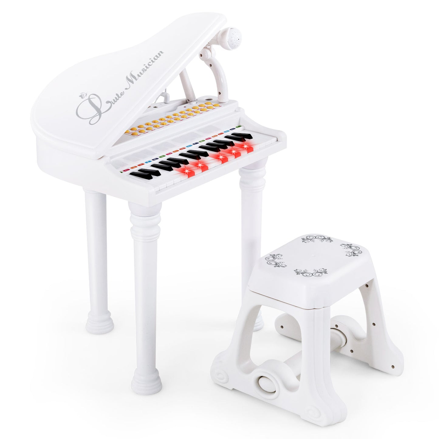 31 Keys Kids Portable Multifunctional Toy Piano with Microphone-Black