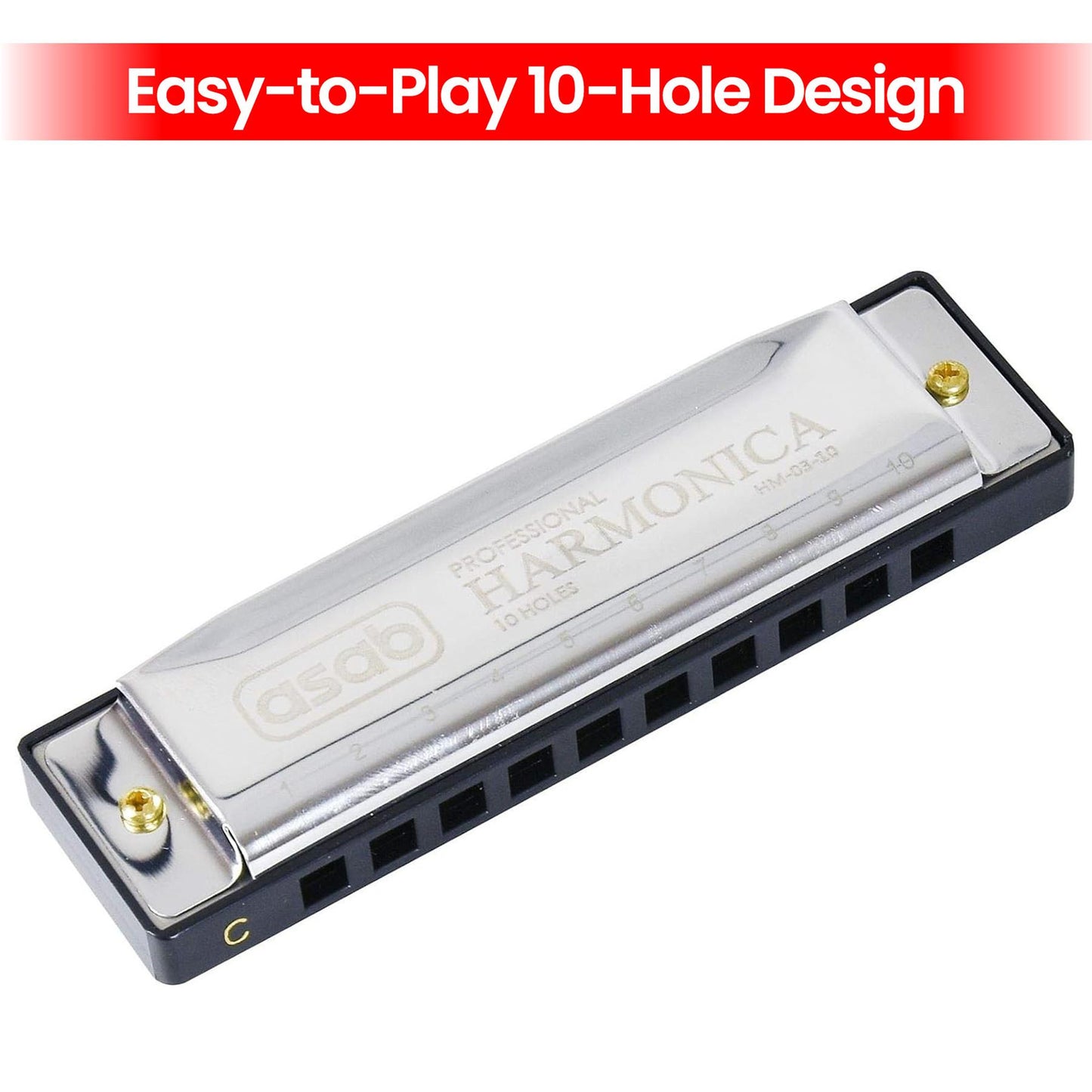 1X Classic Metal 10 Holes C Harmonica | AS-20185 HM-03-10S