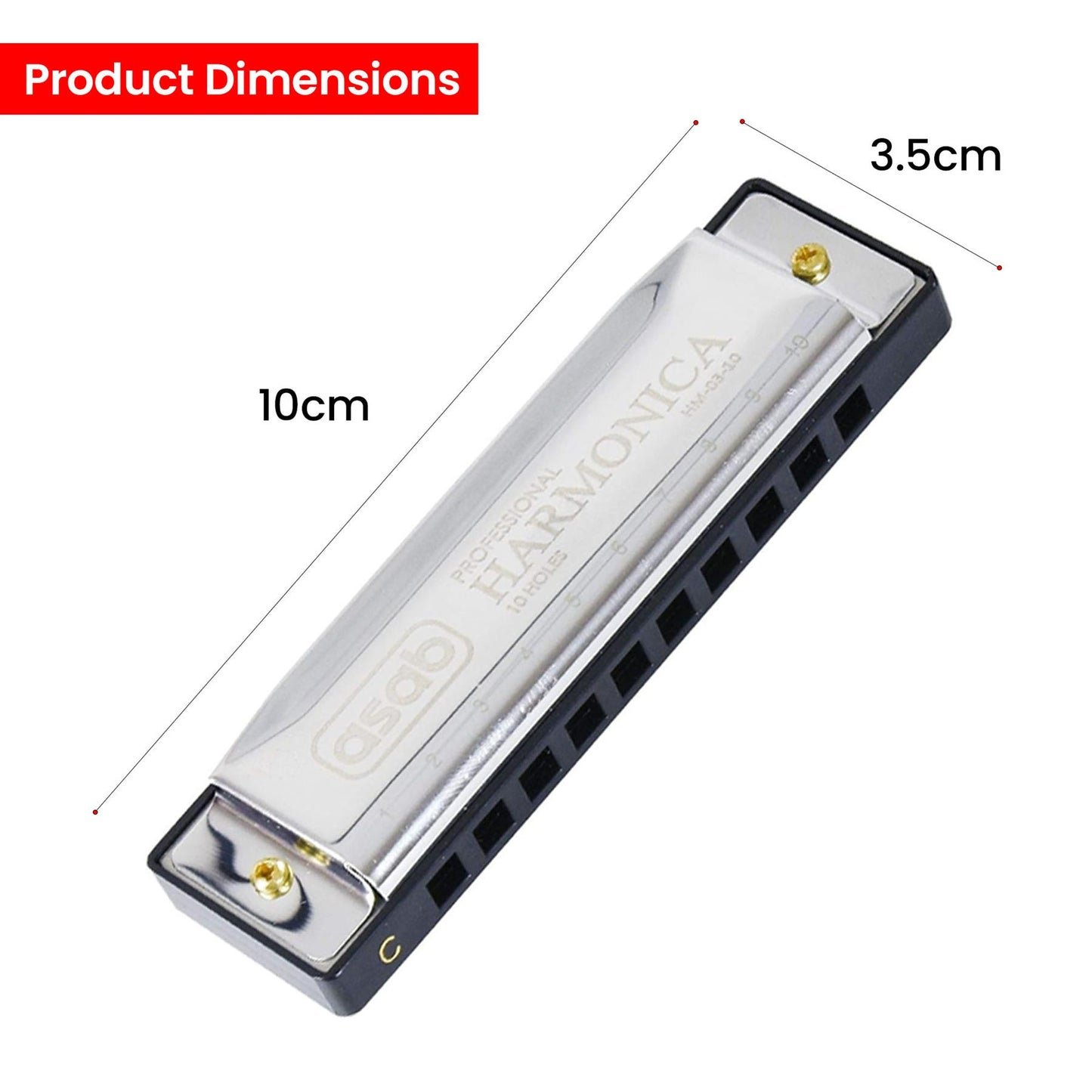 1X Classic Metal 10 Holes C Harmonica | AS-20185 HM-03-10S