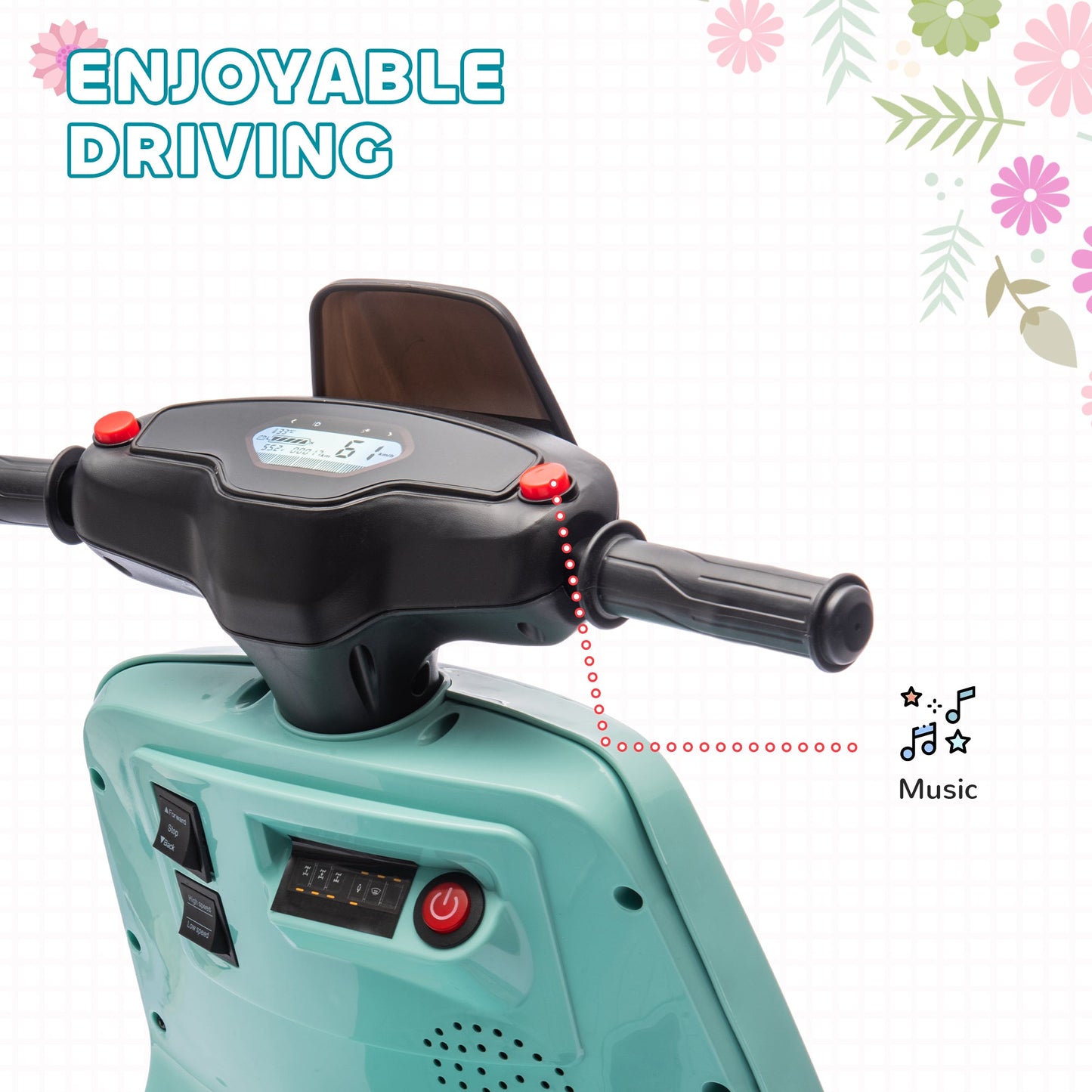 AIYAPLAY 6V Kids Electric Motorbike with Headlight and Music