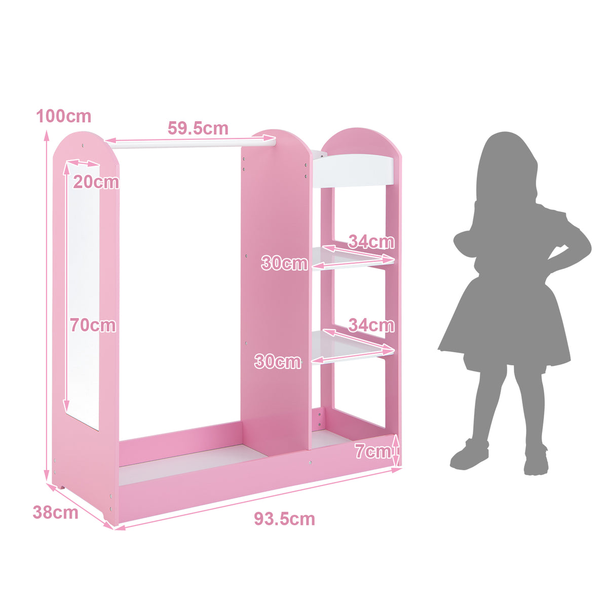 Kids Dress up Storage with Mirror-Blue