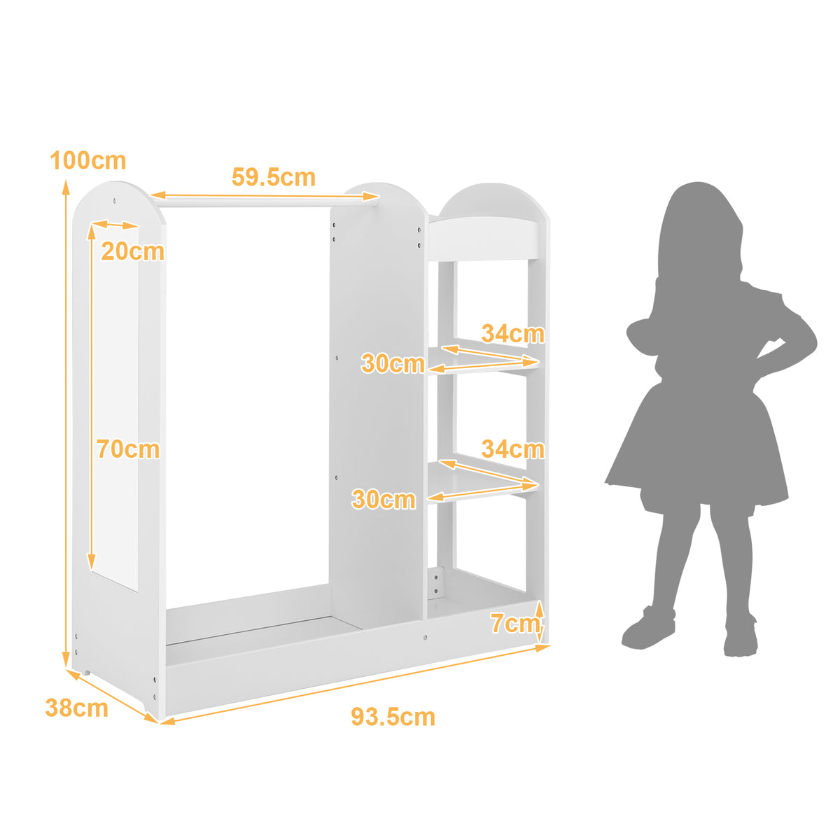 Kids Dress up Storage with Mirror-Blue
