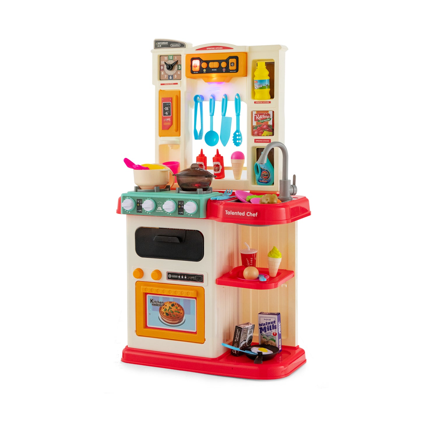 Kids Kitchen Playset with 65 Pieces Accessories-Blue