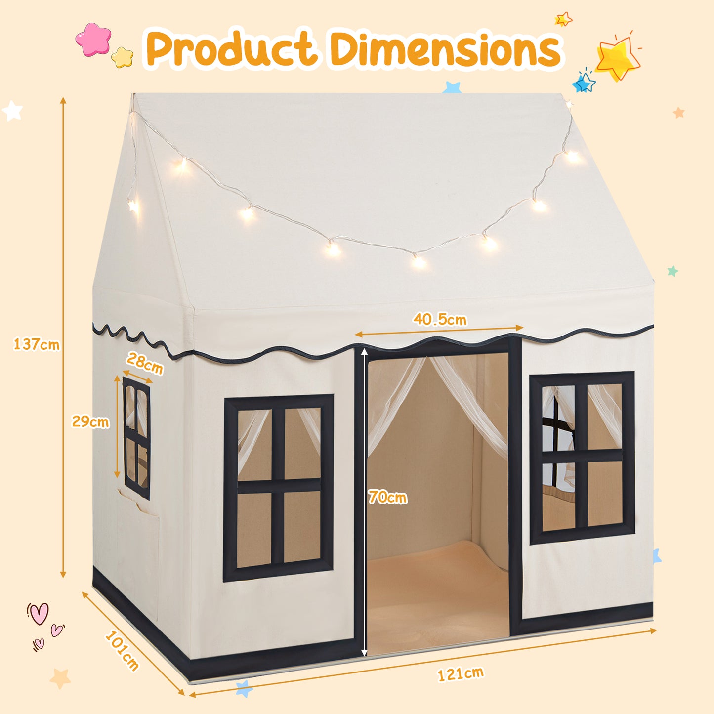 Indoor Kids Play Tent with Star Lights for Children Boys Girls Gift-Pink