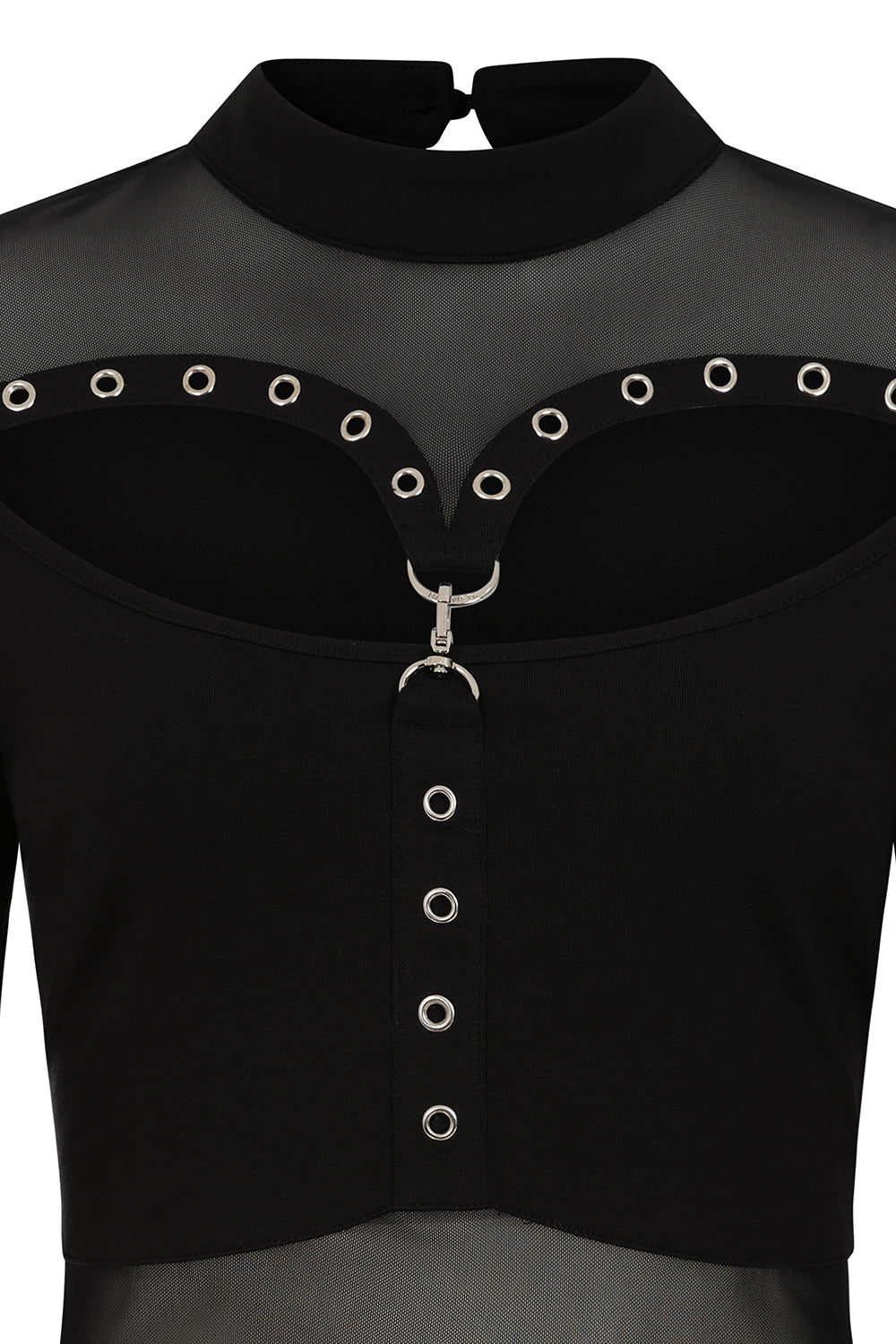 Banned Cordelia Sheer Mesh Panel Goth Top in Black