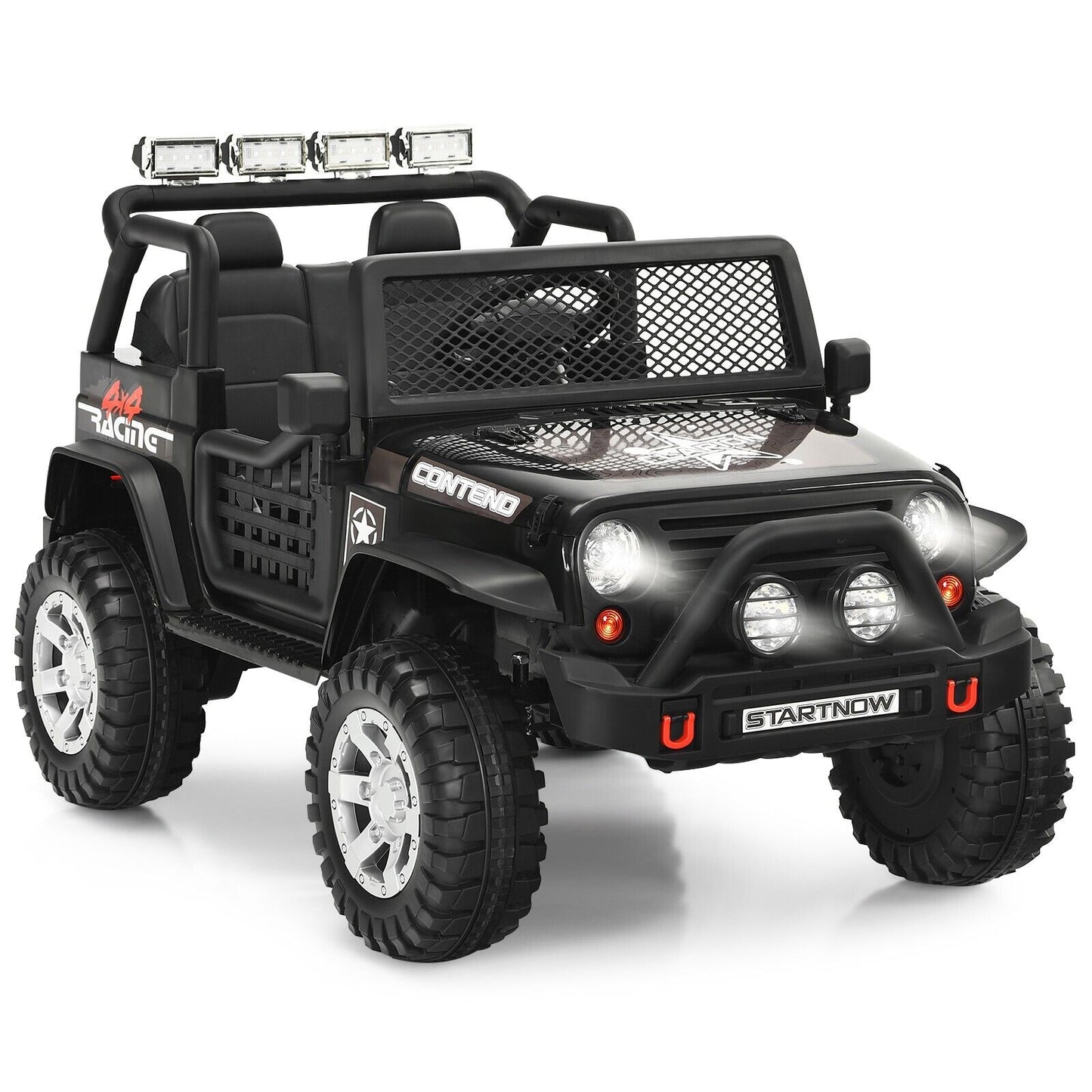 2-Seat Kids Ride on Truck with Parent Remote Control-Black-Black