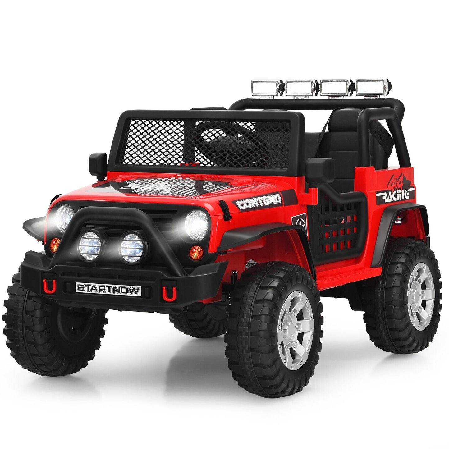2-Seat Kids Ride on Truck with Parent Remote Control-Black-Black