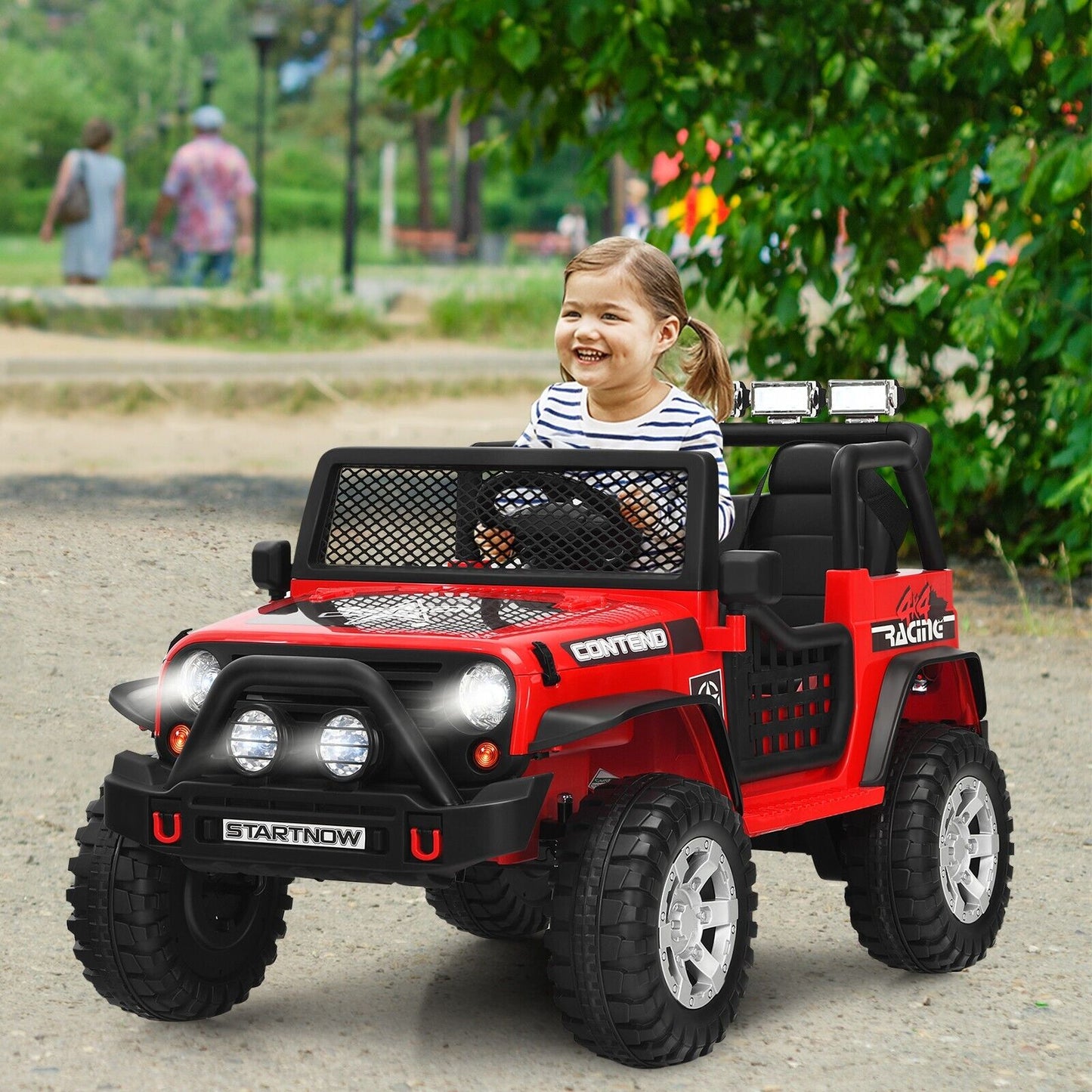 2-Seat Kids Ride on Truck with Parent Remote Control-Black-Black