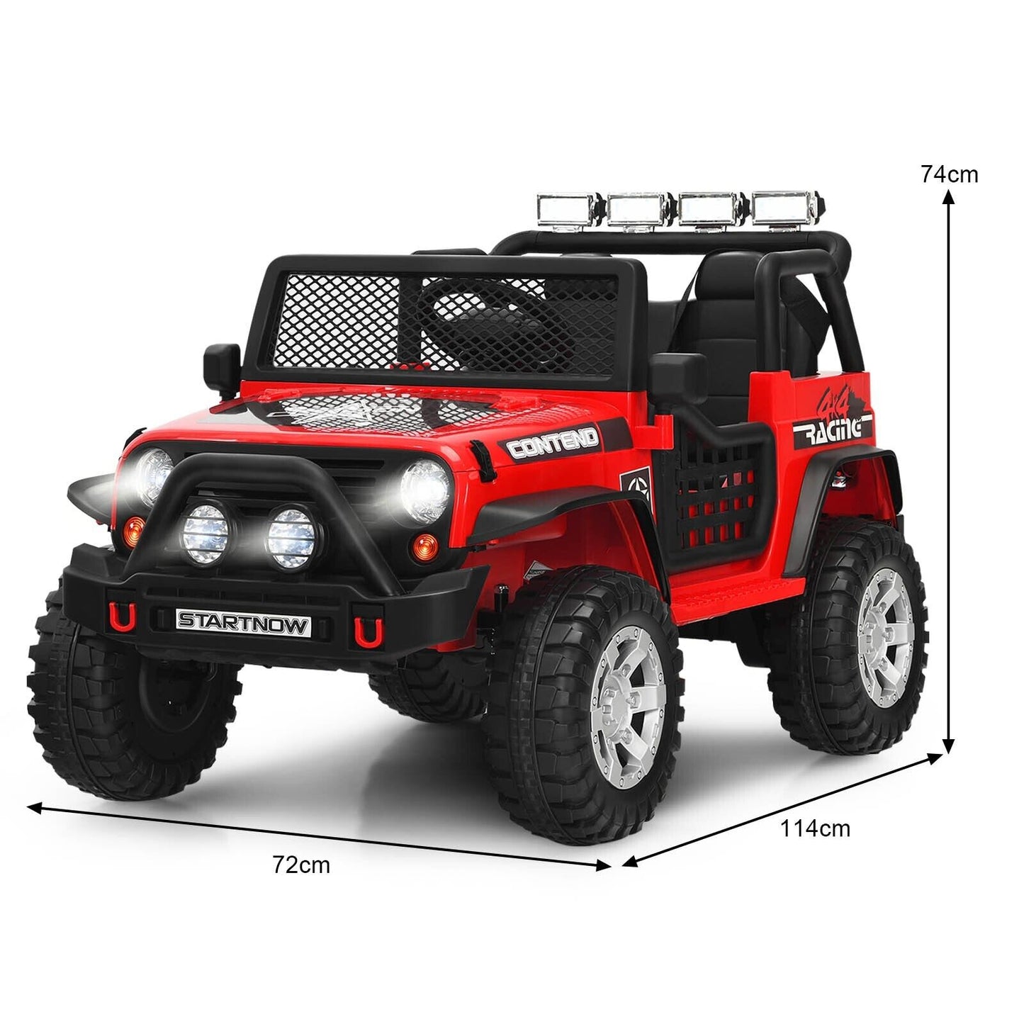 2-Seat Kids Ride on Truck with Parent Remote Control-Black-Black