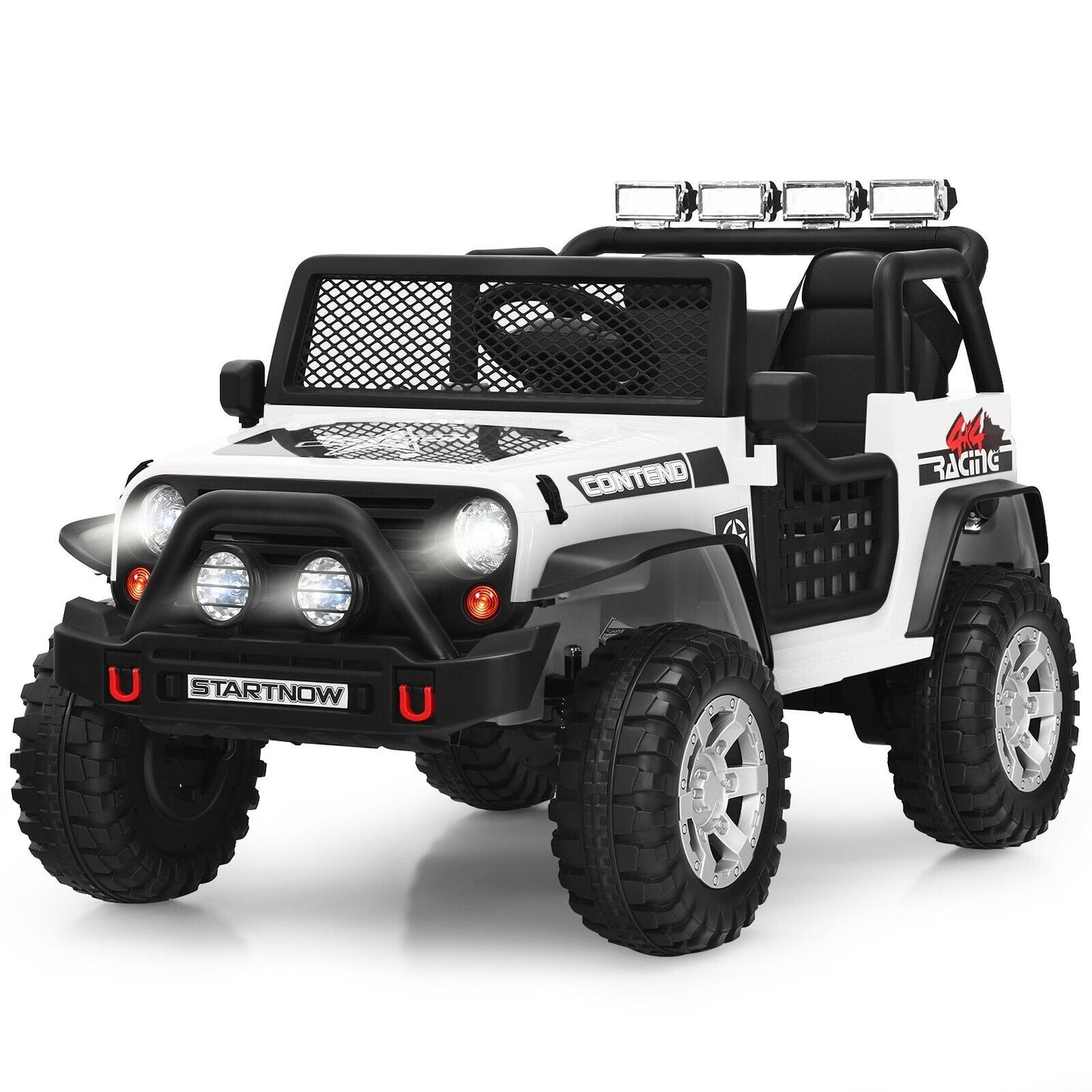 2-Seat Kids Ride on Truck with Parent Remote Control-Black-Black