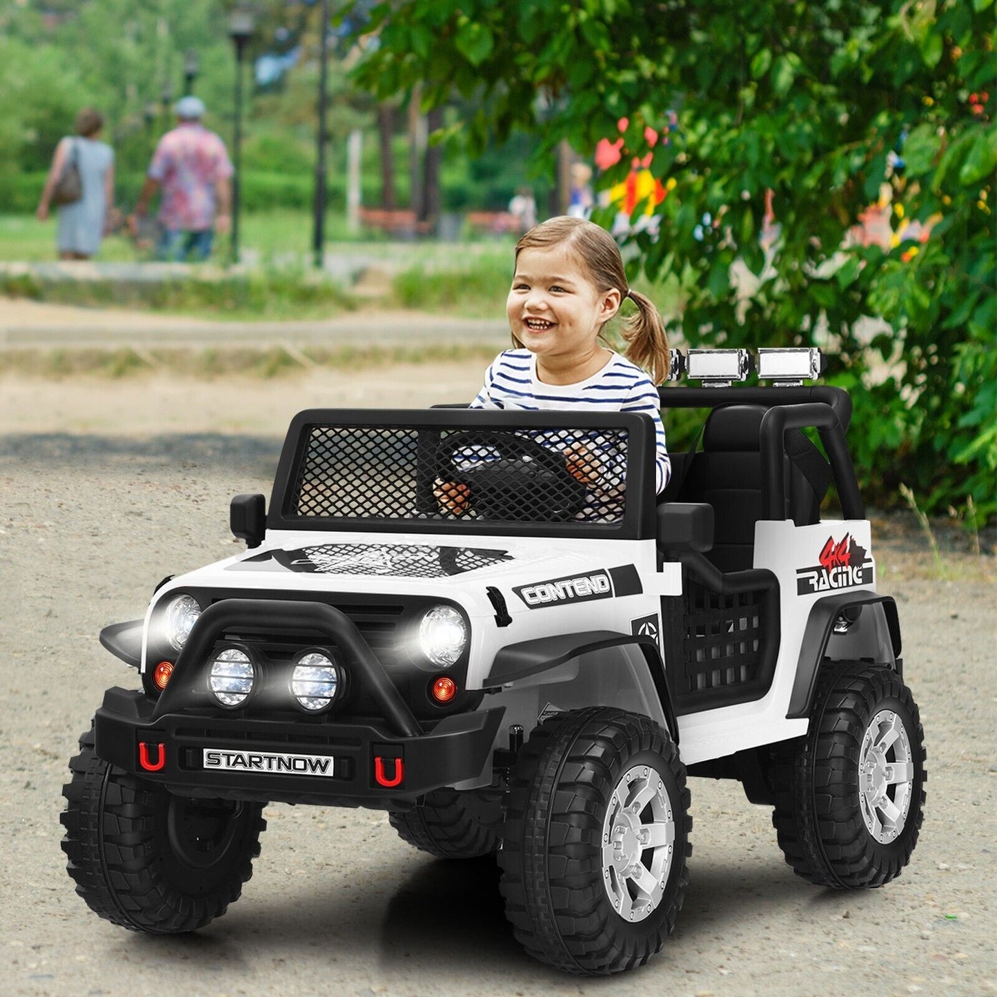 2-Seat Kids Ride on Truck with Parent Remote Control-Black-Black
