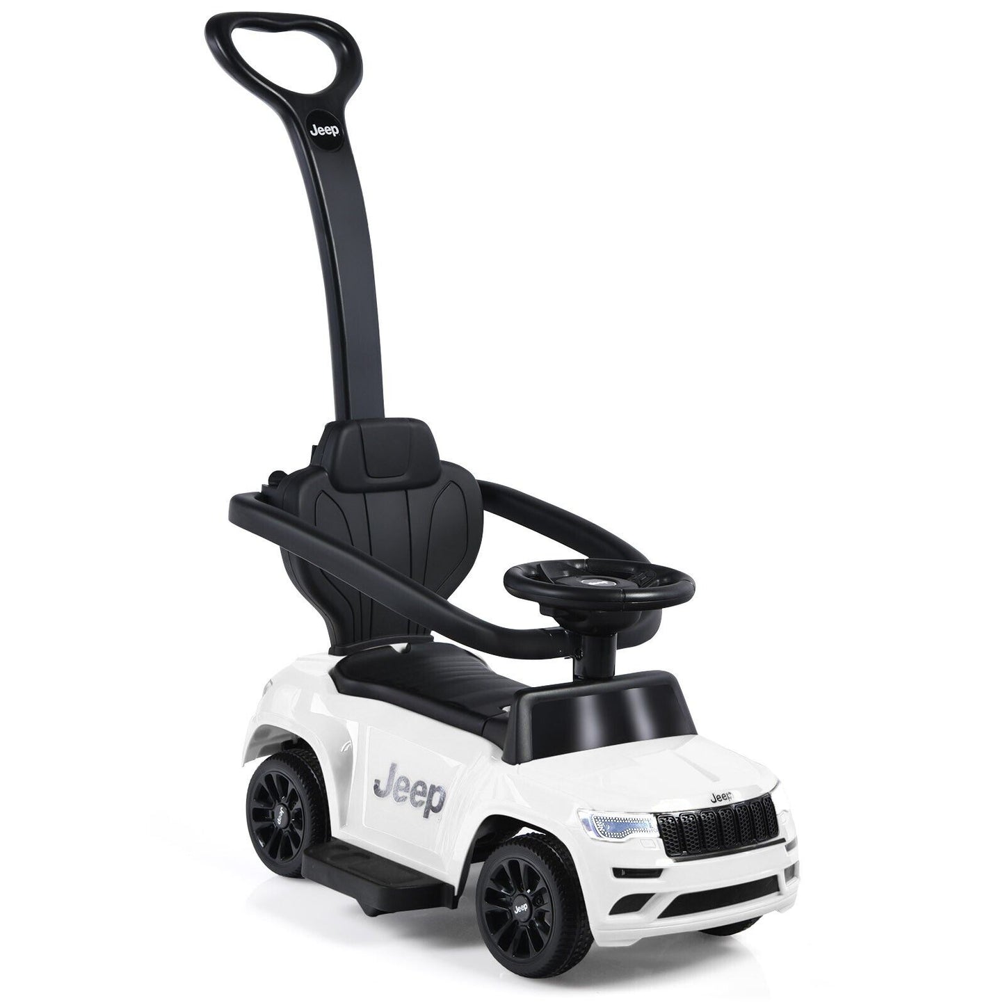 3-In-1 Kids Ride-On Push Car with Adjustable Visor-Black