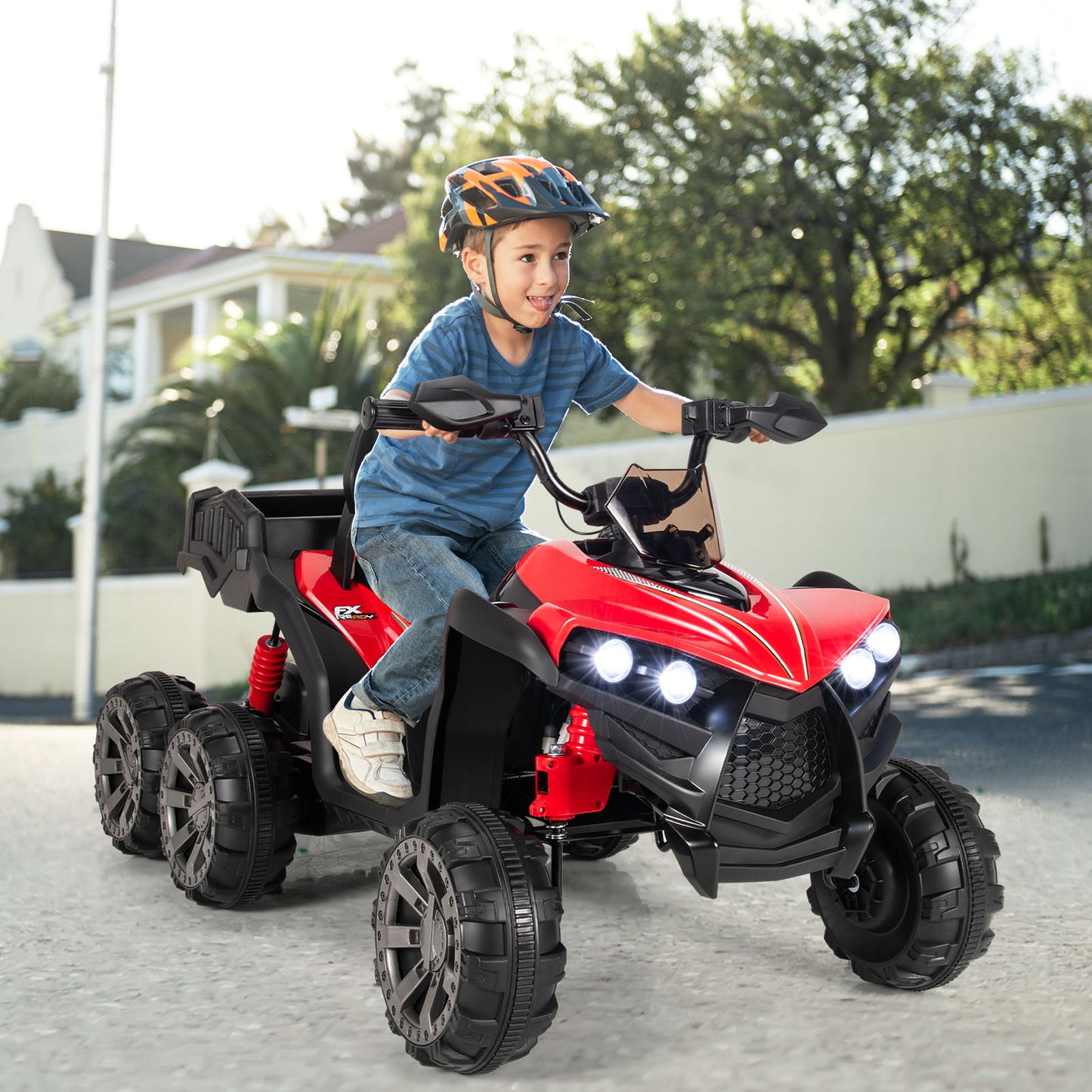 6 Wheels Kids Electric ATV with 4 Motors-Black