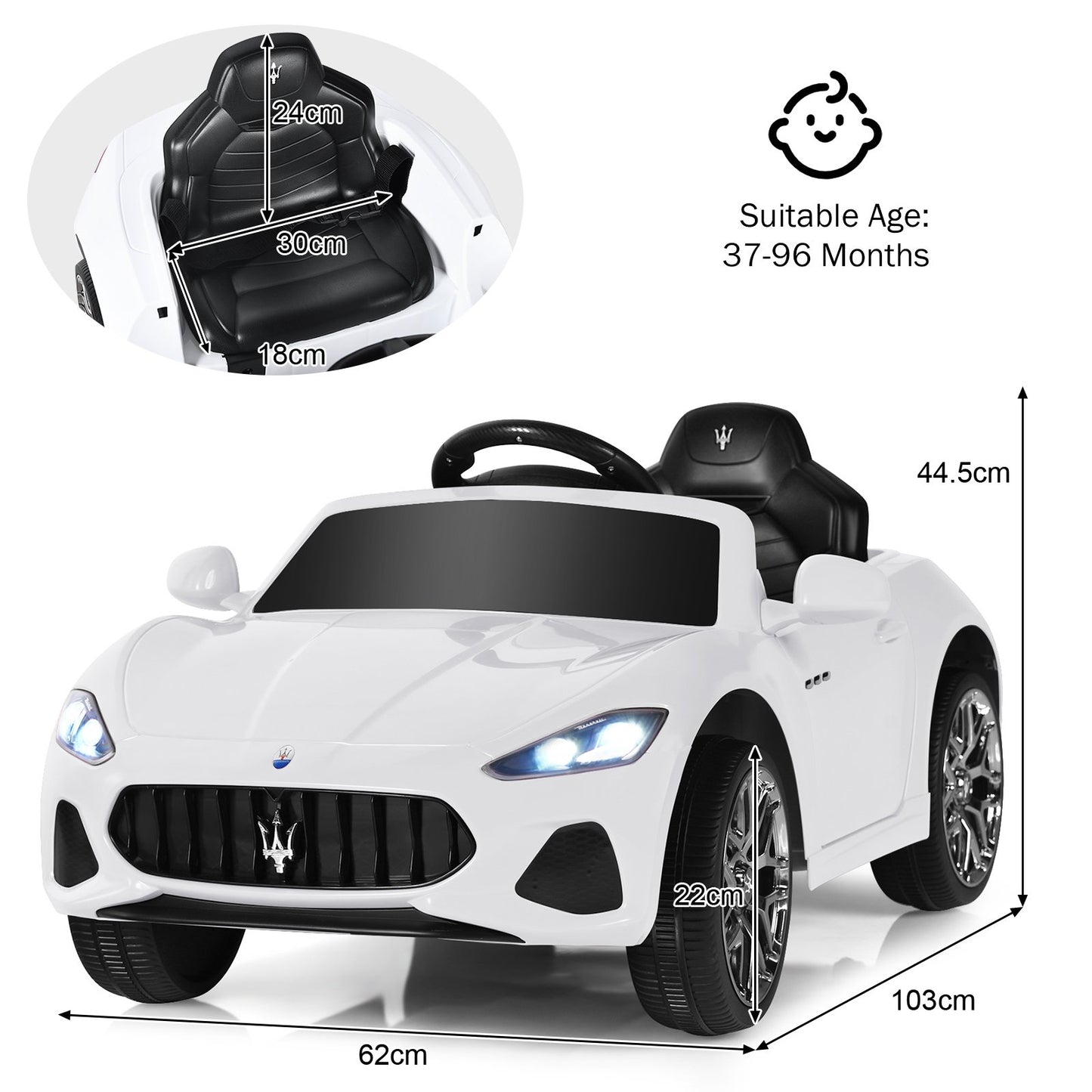 12V Electric Kids Ride On Car for 3+ Years Old Boys Girls-Pink