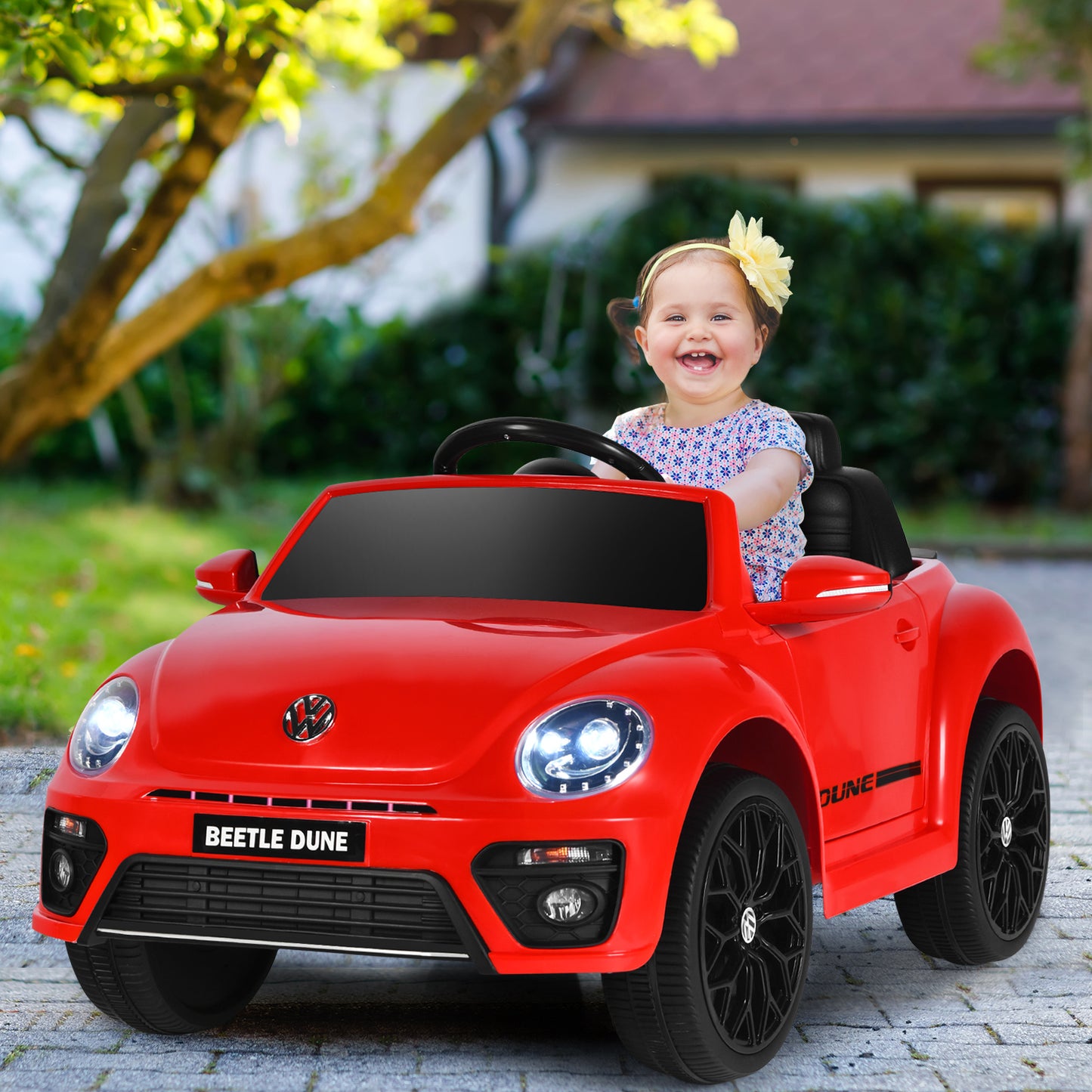 12V Volkswagen Beetle Electric Kids Ride On Car with Remote Control-Pink