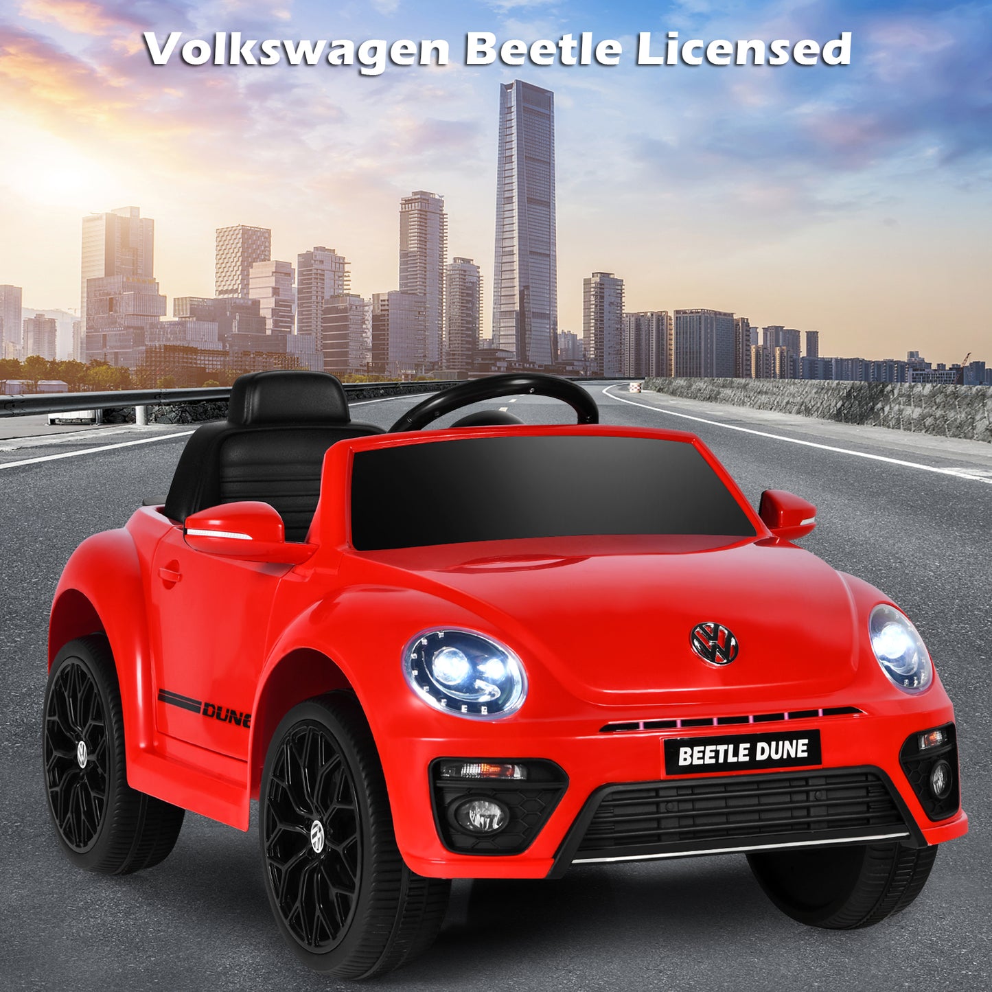 12V Volkswagen Beetle Electric Kids Ride On Car with Remote Control-Pink