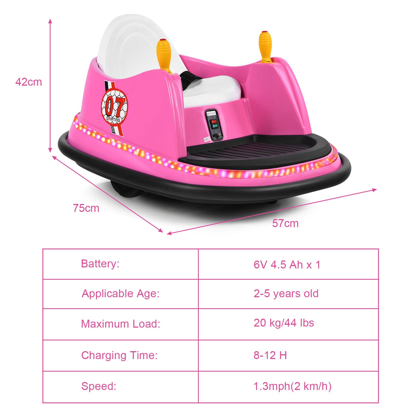 Kids Ride-On Bumper Car with Colorful Flashing Lights and Music-Green