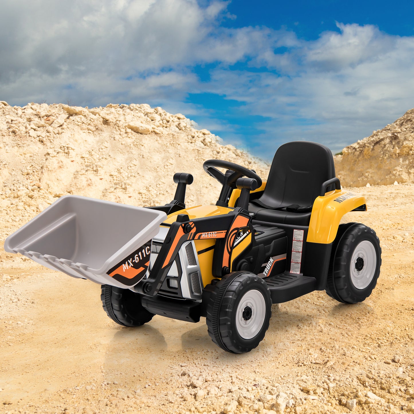 12V Battery Powered Loader Digger with Adjustable Arm and Bucket-Blue