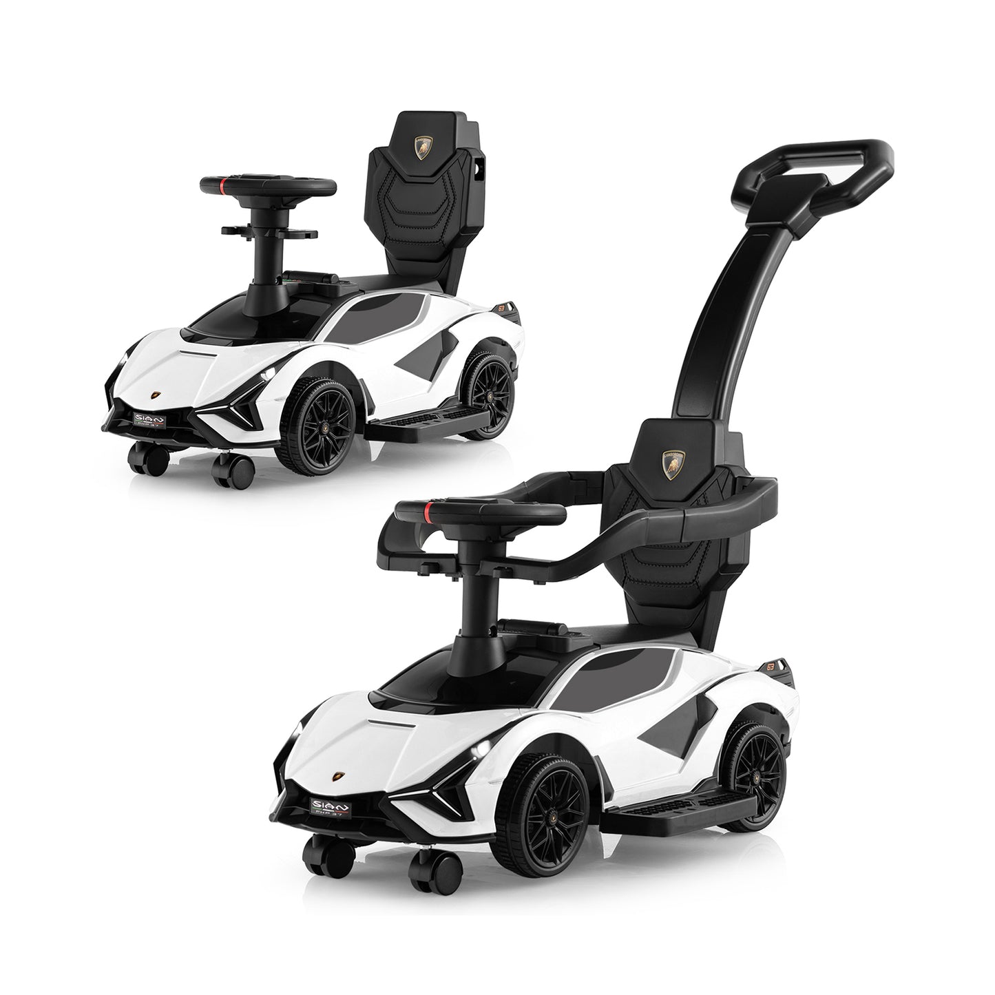 3-in-1 Ride On Push Car with Removable Guardrails and Handle-Black